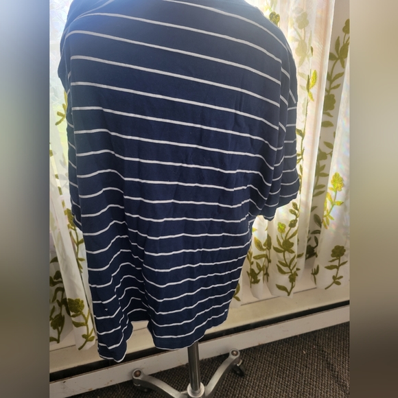 Time and Tru blue & white cotton blend wide neck top Medium - Picture 6 of 8